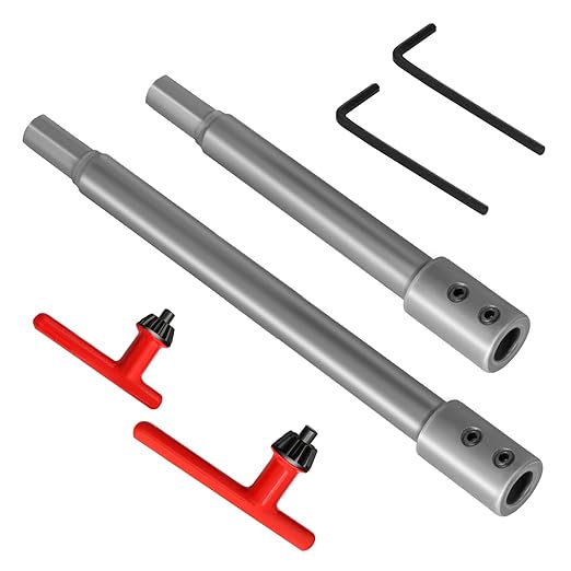 Hakkin 2Pcs 7”＆10” Forstner Bit Extension for 3/8", Hole Saw Extension for Adding Over 5-3/4 to 8-3/4 Inches of Drilling Depth, Forstner Drill Bit with Chuck Press Wrench Key (10+13mm)