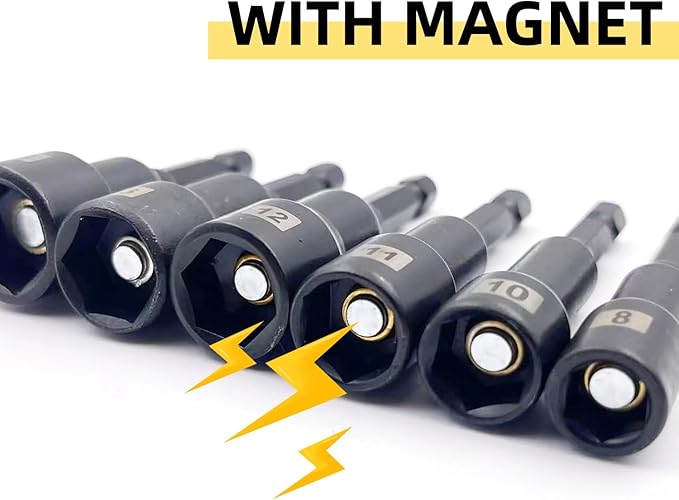 12-Pieces Magnetic Nut Driver Bit Set - 1/4 Inch Hex Quick-Change,Impact Hex Nut Driver Set, SAE & Metric