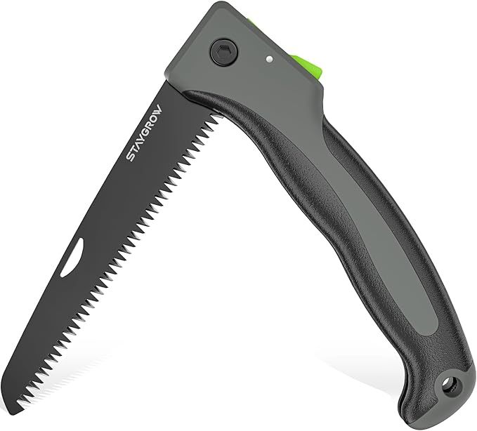 7 Inch Folding Hand Pruning Saw, Heavy Duty Foldable Camping Saw with 7??Hardened SK5 High Carbon Steel Blade Garden Folding Saw for Wood Cutting, Tree Trimming, Gardening, and Hunting