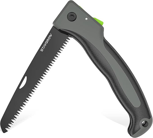 7 Inch Folding Hand Pruning Saw, Heavy Duty Foldable Camping Saw with 7??Hardened SK5 High Carbon Steel Blade Garden Folding Saw for Wood Cutting, Tree Trimming, Gardening, and Hunting