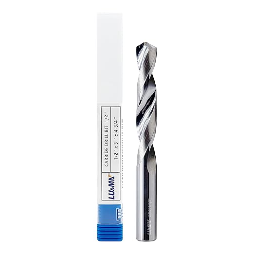 1/2" Solid Carbide Jobber Drill Bits with Straight Shank and 118째 Point Angle, Made from Tungsten Carbide Material,1-Pieces