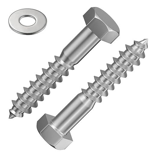 Lag Screws Wood Screws,(70PCS, 1/4" x1-1/4, Silver) Hex Head Lag Bolts,(6x30) Heavy Duty Lag Screws,304 Stainless Steel Bolts 18-8