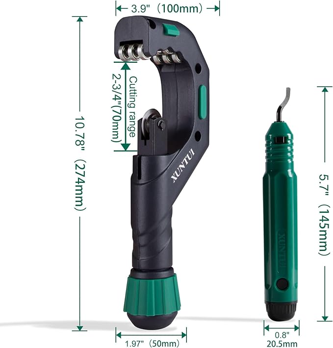 70mm Large Pipe Cutter Kit - Fits 1/4" to 2" Nominal (2.7" Actual OD) - Professional Tubing Cutter w/ SKD11 Blades for HVAC Plumbing - Copper & Aluminum Tool - Includes Reamer & Spare