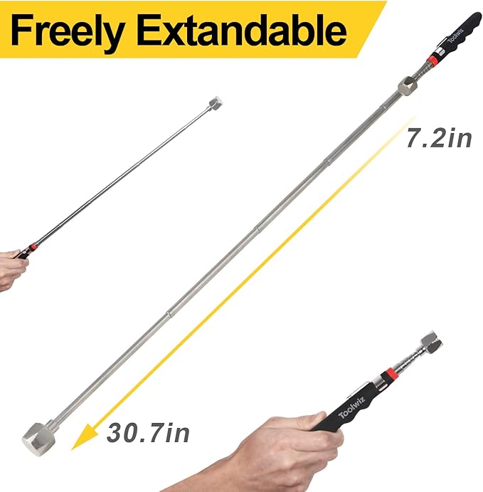 Toolwiz Telescopic Magnetic Pick up Tool (16LB), Extendable to 30 inch Extendable Magnet Pickup Tool, Gifts for Dad, Husband, Grandpa, Handyman Father's Day