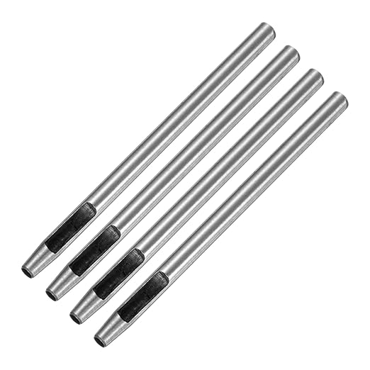 3.5MM Leather Hole Punch Tool [4PCS] - Metal Round Belt Hole Puncher Use for Leather Working & Belts & Watch Band & Paper & Plastic - [Silver Tone] Round Hollow Tools