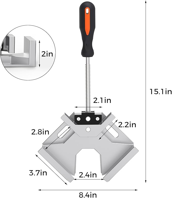 huachuanghc Corner Clamp, 4pcs 90 Degree Right Angle Clamp with Adjustable Aluminum Alloy Swing Jaw, Single Handle Clamps for Woodworking Tools Photo Framing, Present for Men Dad 15.1 Inch
