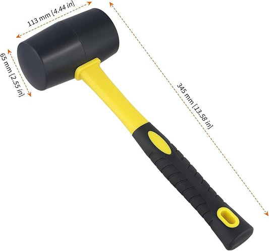 HOZEON 2 PCS 24oz Rubber Mallet Hammer,Rybber Hammer with Non-Slip Handle for Woodworking,Flooring Installation and Camping