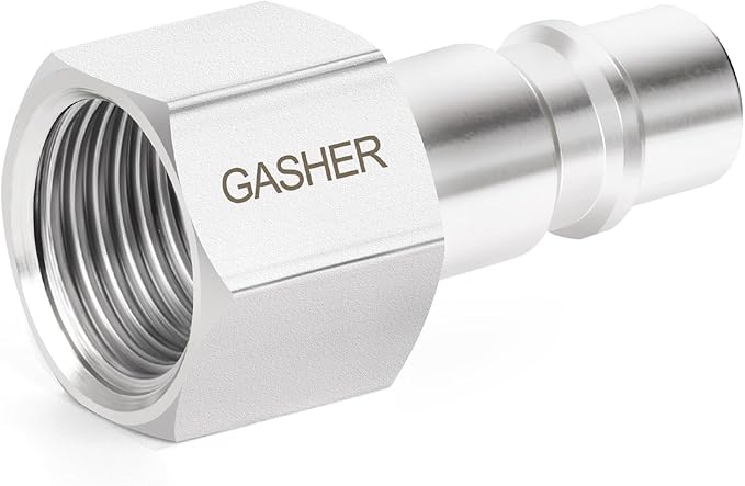 GASHER 5PCS 304 Stainless Steel 1/4-Inch NPT Female Industrial Air Tool Fitting, 1/4-Inch High Flow Pneumatic Plugs