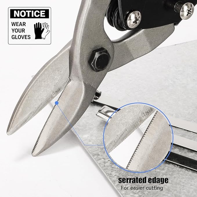 Metal Cutter Heavy Duty Aviation Tin Snips Shears for Cutting Sheet Metal, Straight Cut 10 Inch, Chrome Vanadium Steel