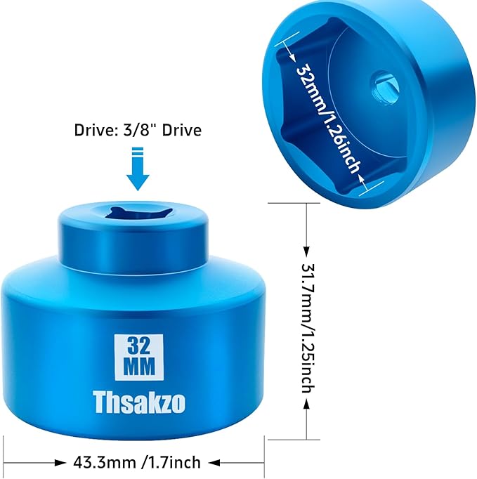 29mm Oil Filter Socket Wrench For Ford F250, BMW, Mini, Volvo, Audi, VW, Porsche Vehicles, Precision CNC Machined Aluminum Oil Filter Removal Tool
