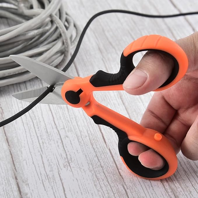 tooloflife Portable Stainless Steel Scissors Anti-Slip Serrated Edge Scissors Saltwater Freshwater Braid Scissors for Fishing Outdoor and DIY (Red Scissor)