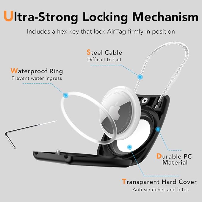 HATALKIN for Air tag Holder for Air tag Keychain Case with Screen Protector,IP68 Waterproof for Air Tags Key Chain for Apple Tag GPS Tracker,for Air Tags-4 Pack Holder for Luggage Key,Backpack
