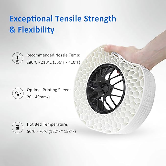 Geeetech TPU Filament 1.75mm ??95A Flexible 3D Printer Filament with High Elasticity, 1KG (2.2lbs) Spool, Dimensional Accuracy 짹0.03mm, Fits Most FDM Printers (Purple)