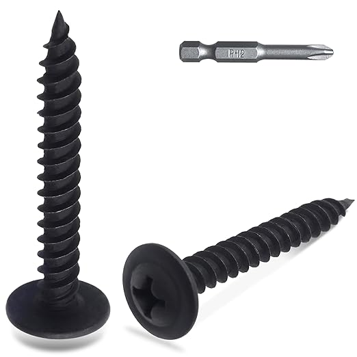 100pcs #8 횞 1-1/4??Modified Truss Head Wood Screws, Phillips Drive, Black Wood Screws, Screws with Screwdriver Bit