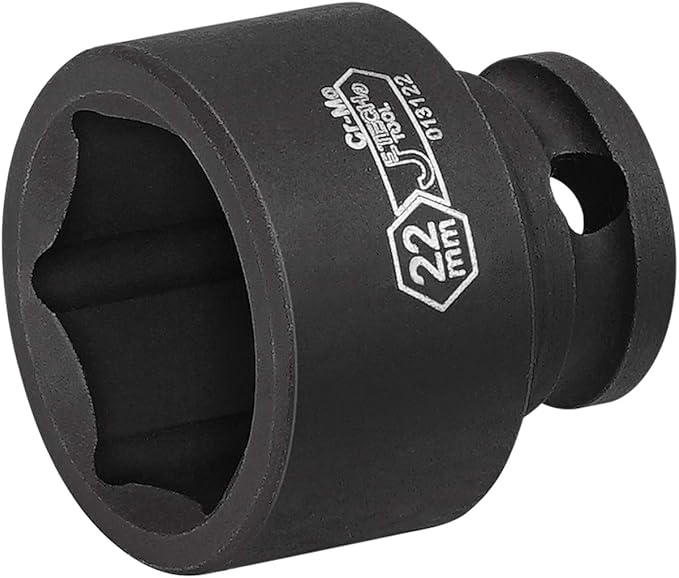 Jetech 3/8 Inch Drive 22mm Standard Impact Socket, Made with Chrome Molybdenum Alloy Steel, Heat Treated, 6-Point Design, Metric