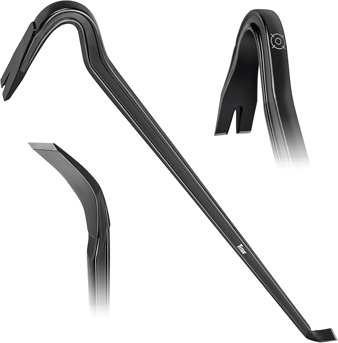 Titan Pro-X 63800 24-Inch I-Beam Wrecking Bar with Curved Gooseneck Design, Fully Hardened High Carbon Steel Construction, Angled Chisel End, Flat Striking Target