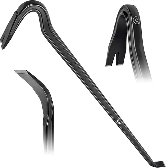 Titan Pro-X 63800 24-Inch I-Beam Wrecking Bar with Curved Gooseneck Design, Fully Hardened High Carbon Steel Construction, Angled Chisel End, Flat Striking Target