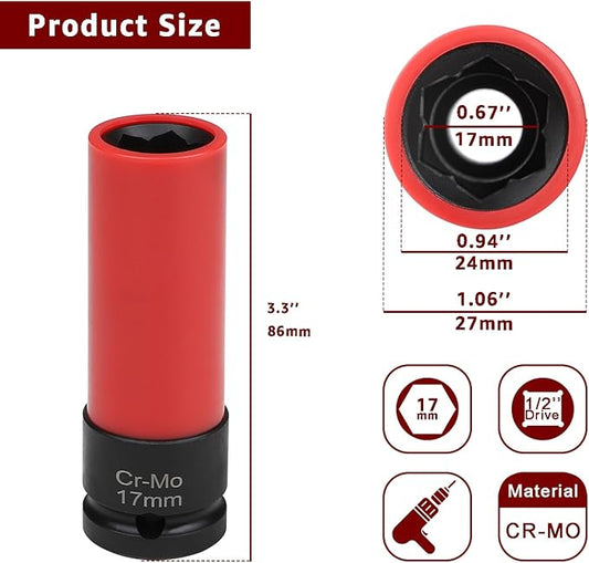 Protective Wheel Lug Nut Socket for Mercedes Benz with 17mm Convex, Flower Head Lug Nut Socket