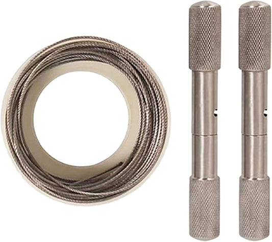 Stainless Steel Cable Saw,Hand Pocket String Rope Saw,Manual Camping Removal Compact Wire Saw Dehorning Saw Handles/Wire for PVC Pipe Cutting,Emergency,Sheep