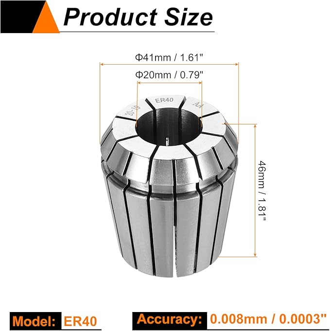 HARFINGTON Spring Collet Chuck ER40 20mm 65Mn Spring Steel Precision Router Collets for CNC Engraving Milling Lathe Tool