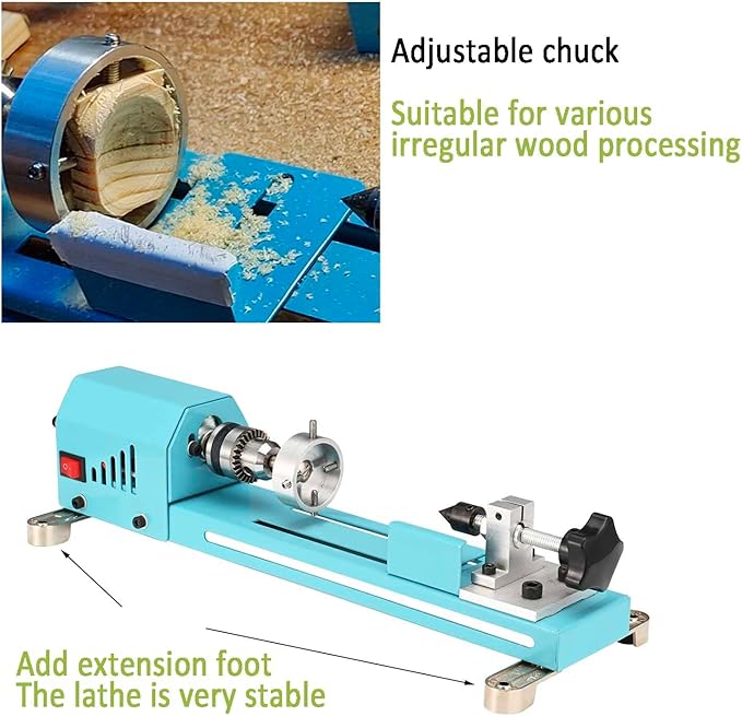 Wood Lathe Mini Lathe Machine Multi-Purpose Type Lathe Milling Cutting Grinding Polishing Professional Table Top Lathe Tool Kit