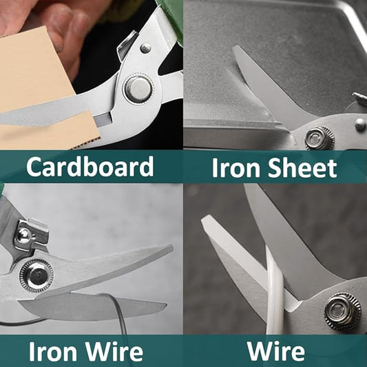 Industrial Heavy Duty Utility Scissors, All Purpose Stainless Steel Scissor, Curve-Blade, Comfort Grips, Multi-function Shears for Cutting Leather, Wire, Cardboard, Thin Iron (Curved Blades)