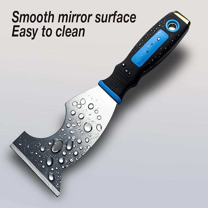 3 Inch Paint Scraper Tool - 3 pcs Multi-Purpose Putty Knife with Non-Slip Rubber Grip Putty Knives for Drywall Repair, Wallpaper Removal, Paint Application, Applying Putty, Plaster