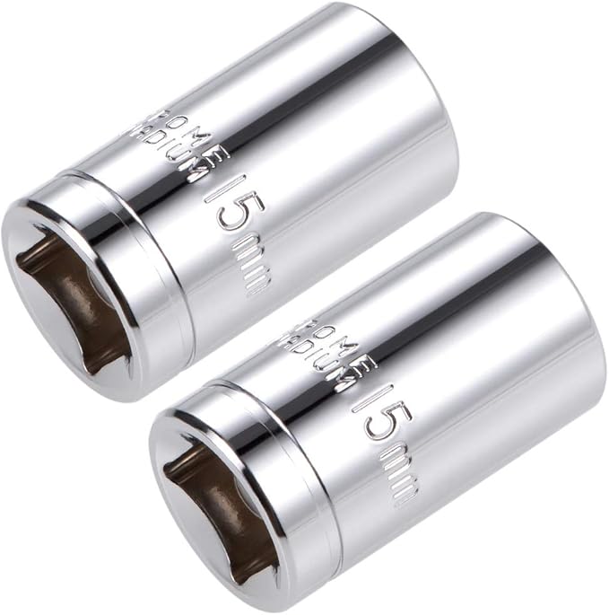 uxcell 1/2-inch Drive E15 Universal Spline Socket Shallow 12 Point Cr-V Steel 2 Pcs