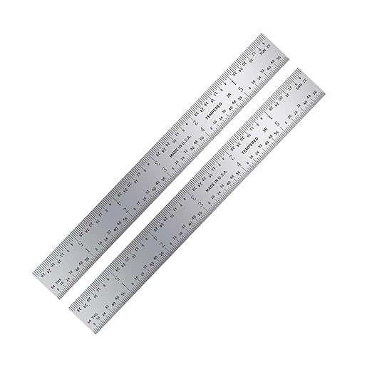 PEC Tools Rigid 6" 3R Machinist Metal Ruler Satin Chrome, High Carbon Steel Ruler Scale with Markings 1/32", 1/64", 1/10", 1/50", 2 Pack, Made in USA