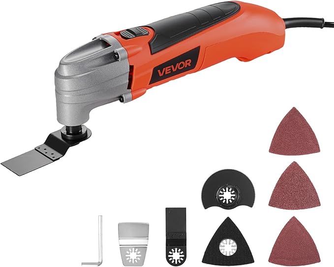 VEVOR Oscillating Tool Multitool, 2.2Amps 22,000 OPM Electric Oscillating Multi Tool Kit Corded with 2.8째 Oscillating Angle, 7PCS Saw Accessories for Cutting, Scraping, Sanding, Floor Stripping