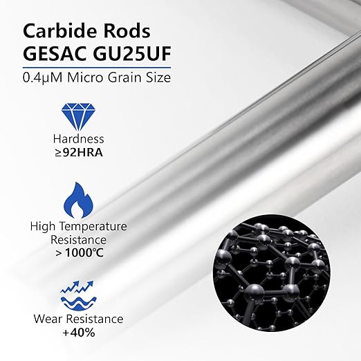 Carbide End Mills 3/16??4 Flute Square Nose CNC Milling Bits, Carbide Rod from GESAC, for TC4/18 Titanium Alloy, 1.4848/1.4837 Steel, Stainless Steel, High Temperature Alloy