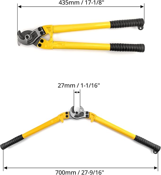 QWORK Hardened Cable Cutter, 18" Heavy Duty Stainless Steel Wire Rope Cutter for Cutting Steel Wire
