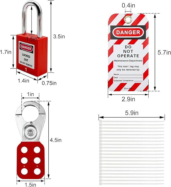 JOJOMARK Lockout Tagout Station Metal Kit with Lock Out Tag Out Loto 2 Hasps, 20 Tags, 20 Nylon Cable, 5 Locks with Number 1-5 (Orange Board kit)
