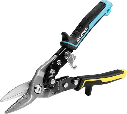 DURATECH 10 Inch Aviation Snips | Straight Cut Tin Snips for Cutting Metal Sheet | CR-V Steel Heavy Duty Tin Snips with Visible Cutting Length