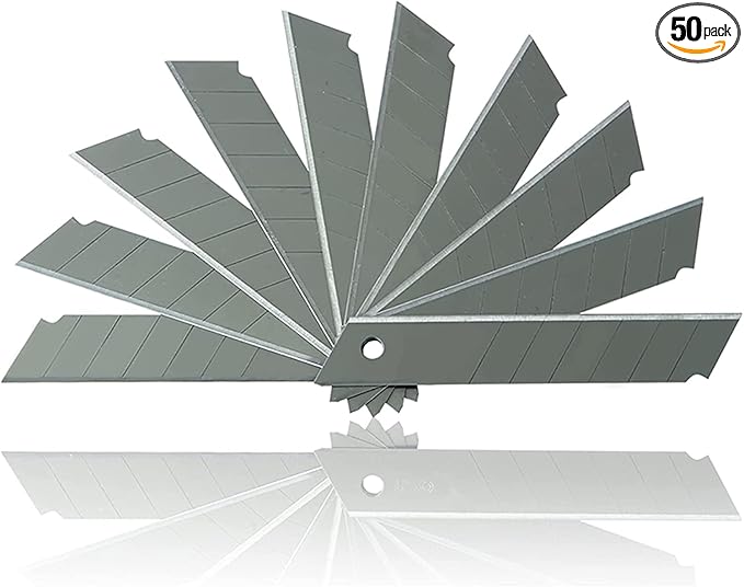 50-Pack 25MM Utility Knife Slitting Blades, Office Knife SK5 Blades for Retractable Box Cutters and Knives
