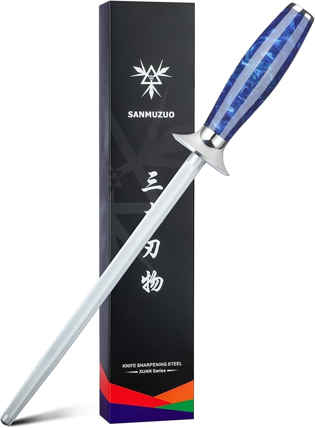 Honing Rod, Sharpening Steel for Kitchen Knives ??9" Honing Steel ??Resin Handle ??XUAN Series (Sapphire Blue)