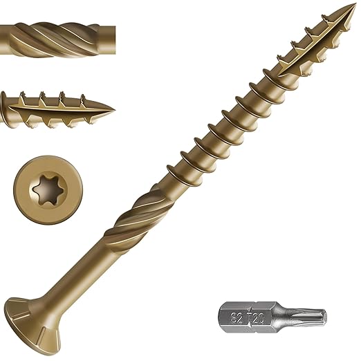 #10 * 3" Deck Screws, (342pcs) 5 lbs.Exterior Wood Screws, Rust Resistant Epoxy Coated, Bronze, T20 Star Bit