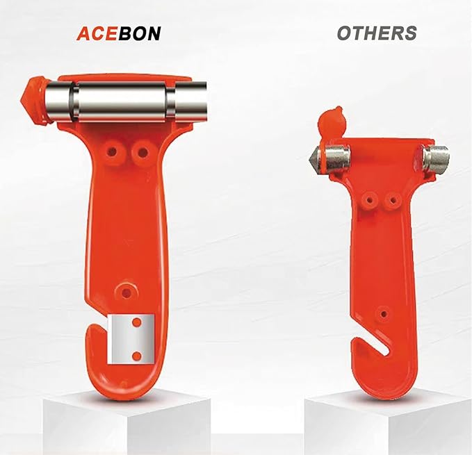 2-Pack Car Safety Hammer Seatbelt Cutter, Auto Emergency Escape Hammer with Window Glass Breaker and Seat Belt Cutter, Striking Red Escape Tool for Car Accidents