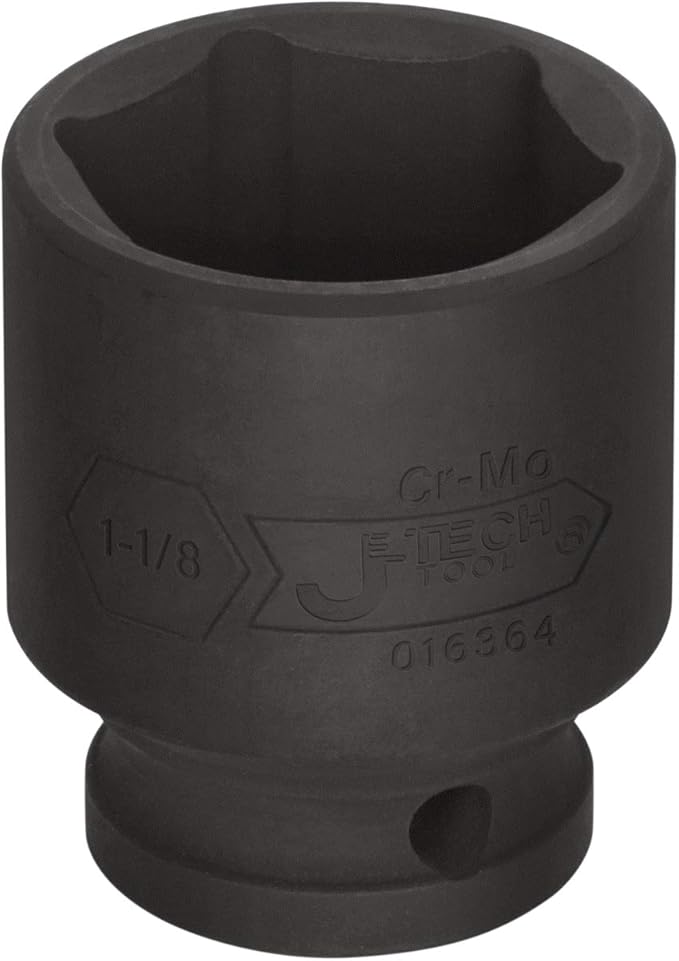 Jetech 1/2 Inch Drive 1-1/8 Inch Standard Impact Socket, Made with Chrome Molybdenum Alloy Steel, Heat Treated, 6-Point Design, SAE