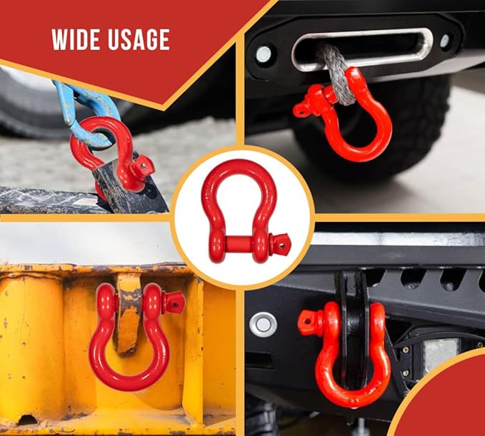 Mytee Products 2" Anchor Shackle Forged Carbon Steel w/Alloy Screw Pin Load Limit # 35 Tons (70,000 lbs) | Double Rust Protection Heavy Duty D Ring Shackle for Towing, Rigging & Vehicle Recovery