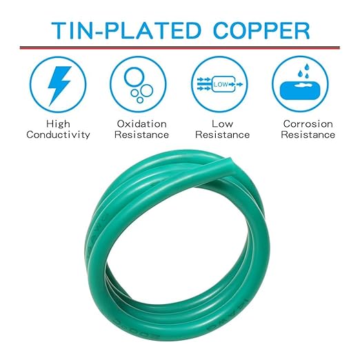 BNTECHGO 14 Gauge Silicone Wire Spool 25 ft Green Flexible 14 AWG Stranded Tinned Copper Wire