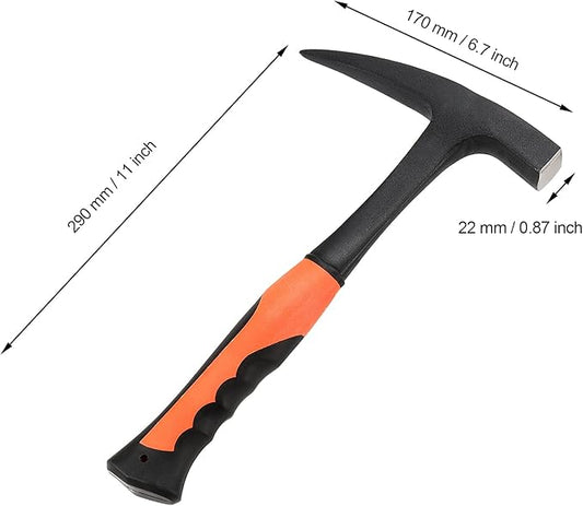 FUNSUEI 2 Pack 28 oz Rock Pick, Geological Hammer with Pointed Tip, Masonry Hammer with Non-Slip Shock Absorbing Grip for Masoners, Geologists, Campers
