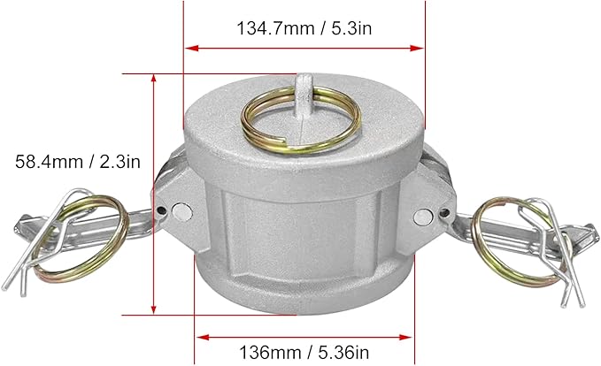 2PCS Cam and Groove Fitting, Aluminum, Type DC, 4" Dust Cap, with 2PCS Camlock Gasket Fitting (4??
