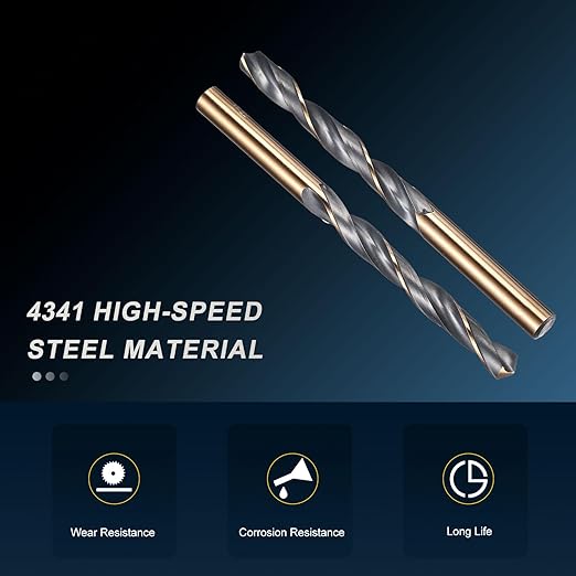 PATIKIL 8mm Drill Bit, Jobber Straight Shank 4341 High-Speed Steel 118째 Black and Gold Finish for Medium-Hard Metal Steel Acrylic - 1 Pack