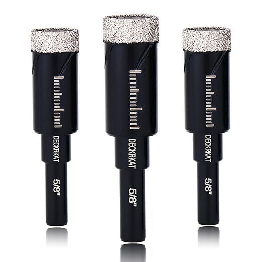 3 Packs Dry Diamond Drill Bits Set 5/8" 16mm Vacuum Brazed Diamond Hole Saws for Granite Tile Ceramic Marble Stone Glass and More Hard Materials (not for Wood), Round Shank with Storage Case