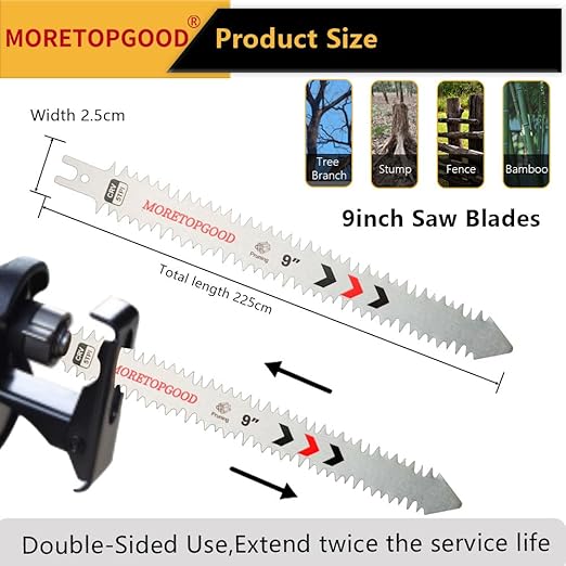 Double-Sided Reciprocating Saw Blade,9 Inch Wood Pruning Japanese Teeth Saw Blades for Cutting Bamboo/Tree Branches/Limb/Roots/Shrubs/Brush/Stumps (5TPI/5 Pack)