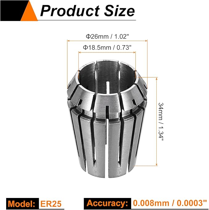 HARFINGTON Spring Collet Chuck ER25 18.5mm 65Mn Spring Steel Precision Router Collets for CNC Engraving Milling Lathe Tool