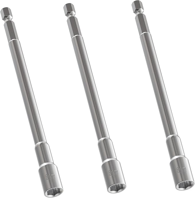 FOCKEAMS 3Pcs 8mm/0.31in Magnetic Nut Setter Driver Drill Bit,Quick-Change,Impact Nut Driver Kit for Electric Drill,1/4" Hex Shank Drill Socket,150 mm Length Cr-V Adapter Drill Bits,Metric&SAE