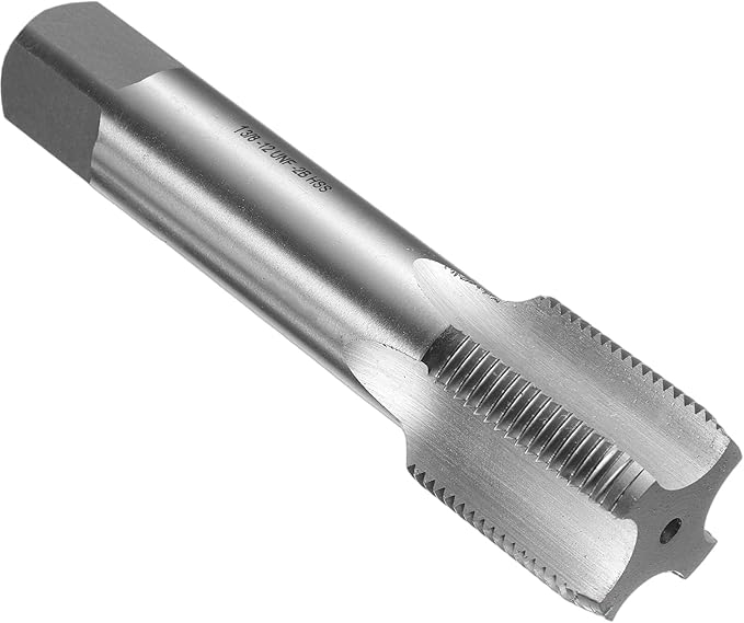 uxcell Hand Bottom Tap 1-3/8-12 UNF 2B Thread Bottoming Style Threading Taps High Speed Steel HSS6542 Straight Flutes Screw Tapping Tool