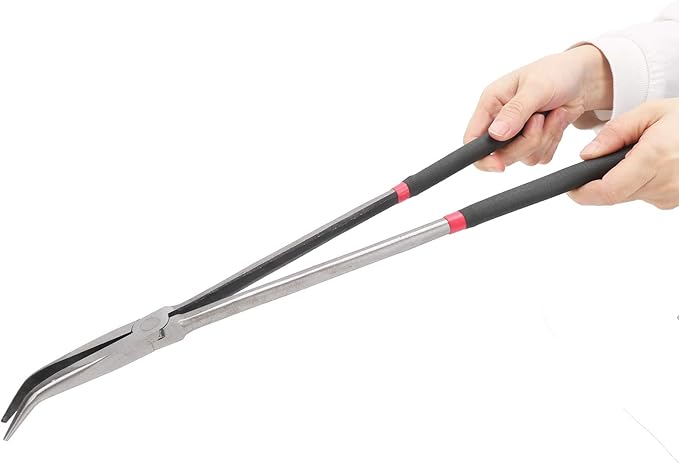 Professional 45 Degree Curved Nose Pliers Long Handle Steel Hand Tools for Electrical Work and DIY Projects Tool Steel Plastic 400mm 16in